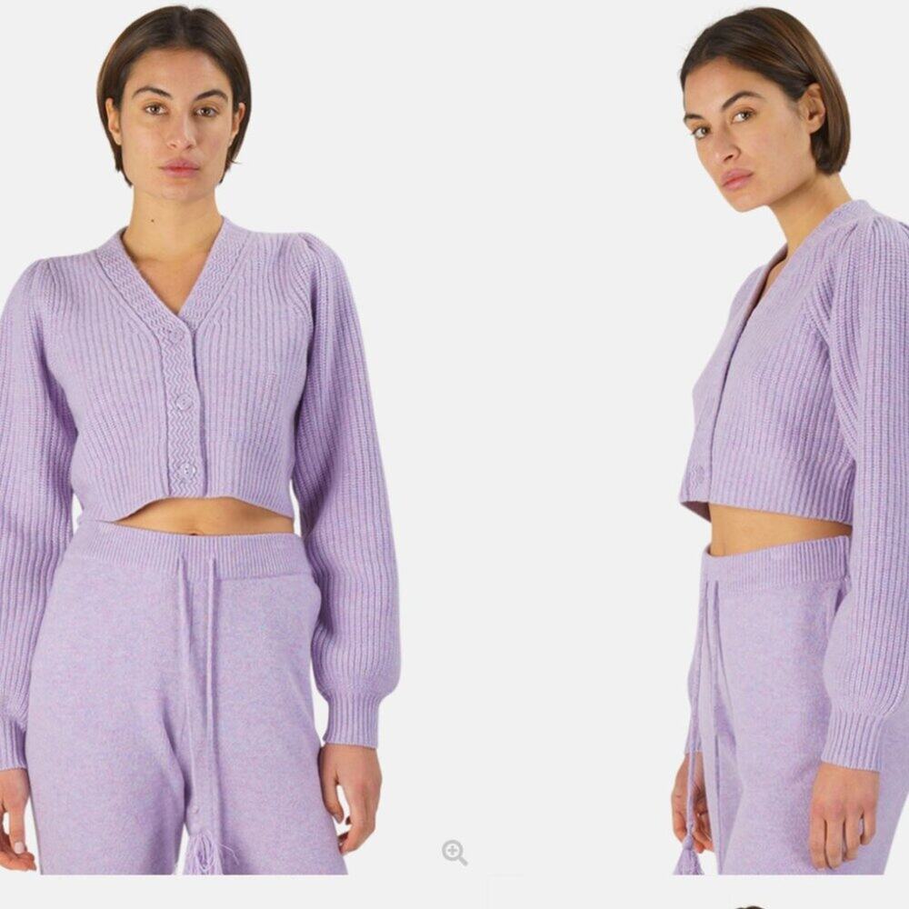 Lavender Cropped Cardigan Sweater